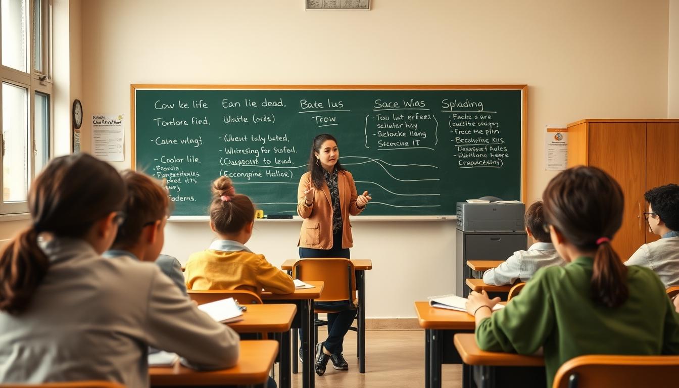 Students studying together in modern classroom
